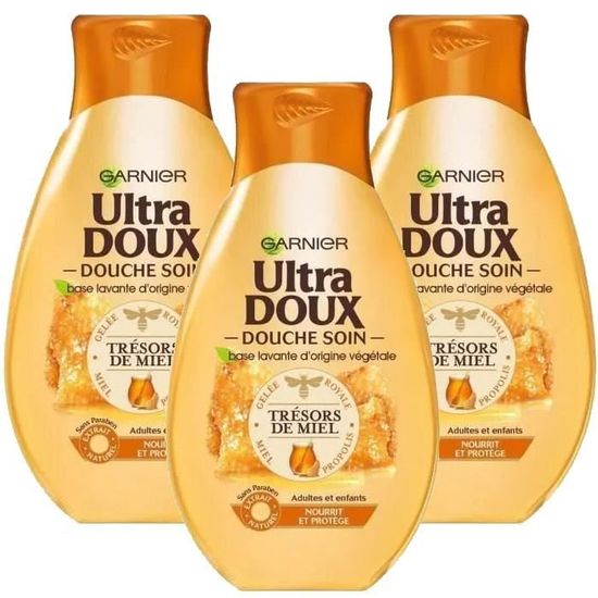ULTRA DOUX Gel Douche Soin Trésors de Miel 250 ml (Lot de 3