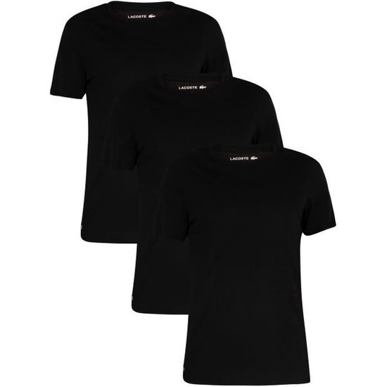 Lacoste Lot de 3 t shirts d quipage Noir Homme Noir Cdiscount