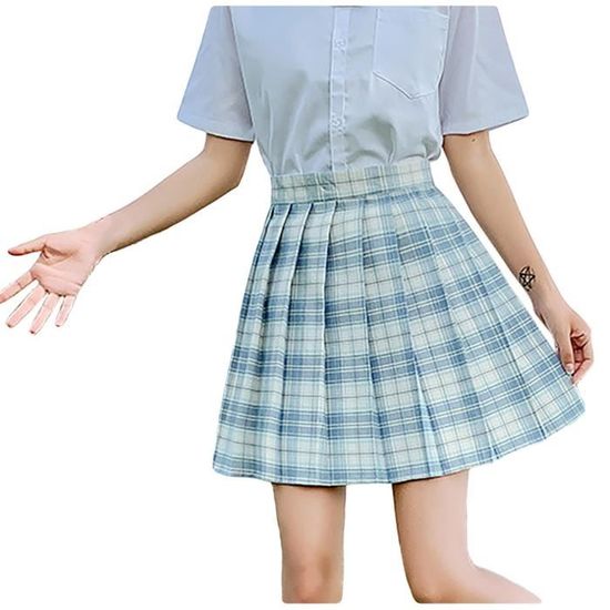 Femmes rouge Plaid Mini jupe plissée été doux anne... - Grandado