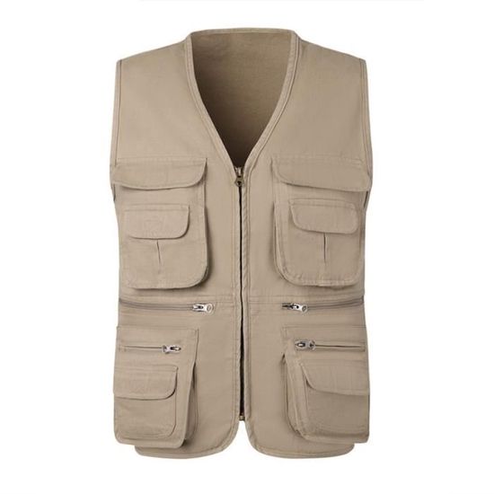 Gilet De Pêche Multi-Poches Pour Hommes En Plein Air Photographie