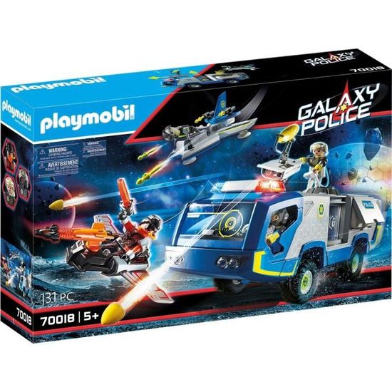 PLAYMOBIL - Galaxy Police - Véhicule des policiers de l'espace avec 3 personnages et 1 robot