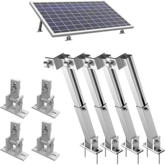 Kit Support Panneaux Solaires Pour Toit En Tuiles - 2 Modules, Réglable Épaisseur 30-45 Mm (Profilés Aluminium, Crochets Acier)