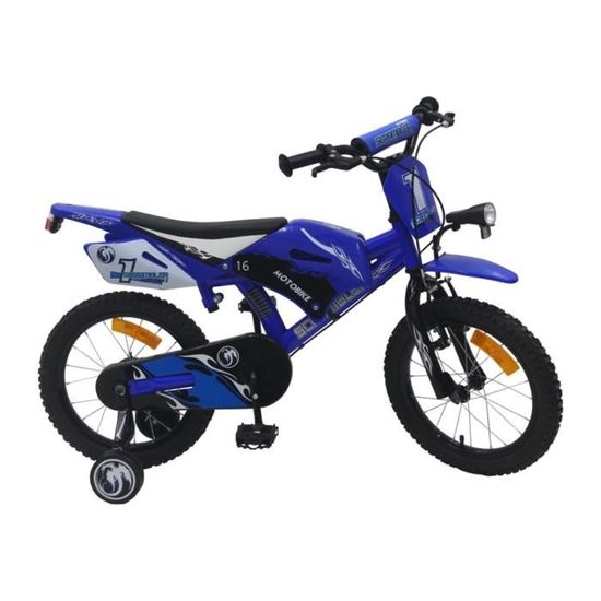 Velo Motobike 16 Enfant garcon 4 7 ans Bleu Cdiscount Sport