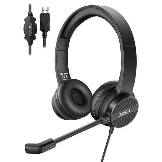 Casque Wantek Avec Microphone 3.5mm Réduction Bruit - Idéal Centre D'Appels Et Réunions
