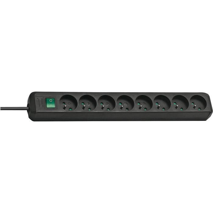 Brennenstuhl Multiprise ECO-LINE Noire - 8 prises et 3m de câble
