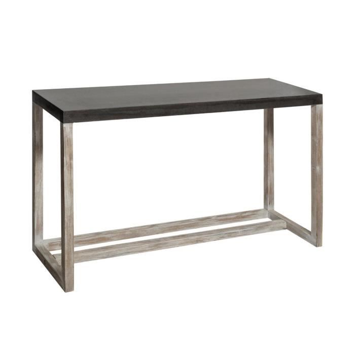 Atmosphera - Meuble Console Abu Plateau Gris Pierre et Pieds effet blanchi H 70 cm Gris Foncé