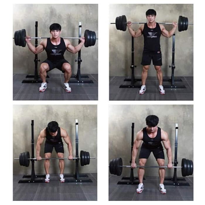 BUL Rack de Squat Réglable, Rack de Rangement Avec Barre de support pour Haltères-Charge Max.200kg(SANS Haltères) - Noir
