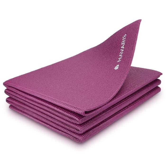 Navaris Tapis de Yoga Pliable antidérapant - Tapis Yoga de Voyage 173 x 61 x 0,4 cm - Tapis de Sol à mémoire de Forme - Fitness G