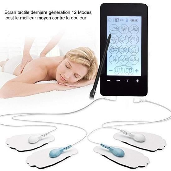 Électrostimulateur Anti Douleur, Tens Massage Electrode pour le Dos, le Cou, le Stress Sciatique et Douleurs Musculaires 12 Modes