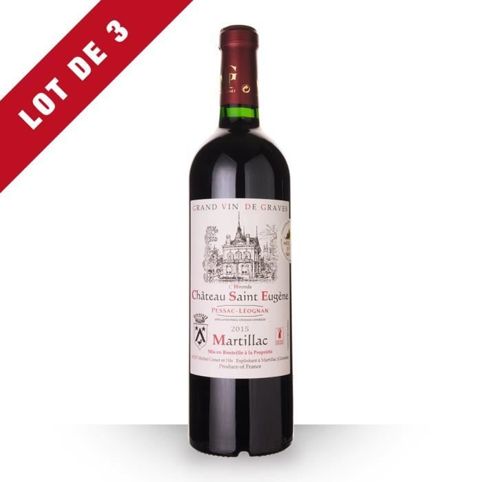3x Château Saint-Eugène 2015 AOC Pessac-Léognan - 3x75cl - Vin Rouge