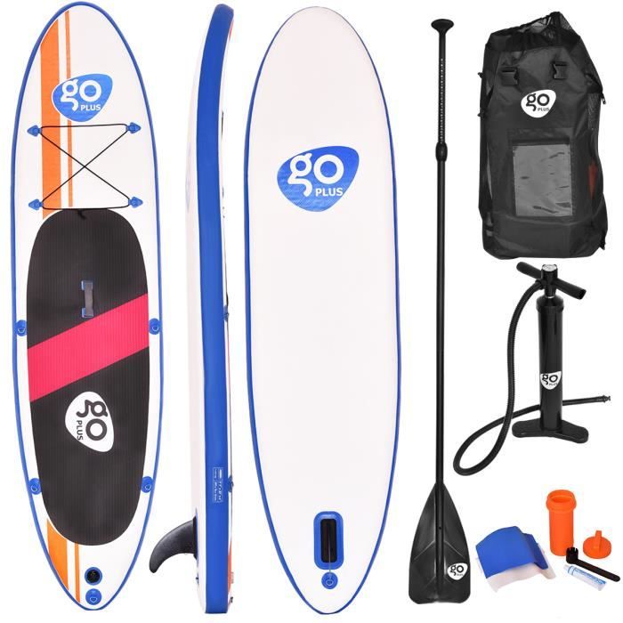 Stand Up Paddle Gonflable 300x76x15CM avec Accessoires Pagaie,Pompe Haute Pression Kit de Réparation,Leash, Aileron Amovible et Sac