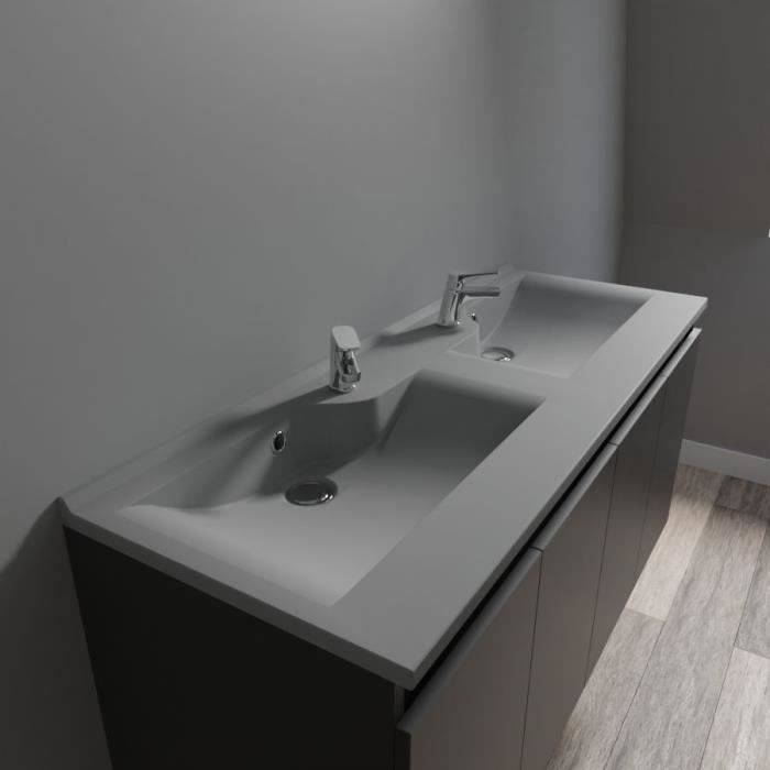 Plan double vasque design gris RESILOGE - 120 cm