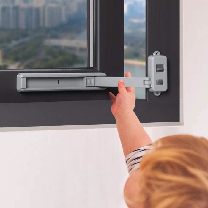 Serrure de fenêtre à l'épreuve des enfants,restricteur de fenêtre,Facile à installer et à utiliser Adhésif 3M,Sans outils ni perçage