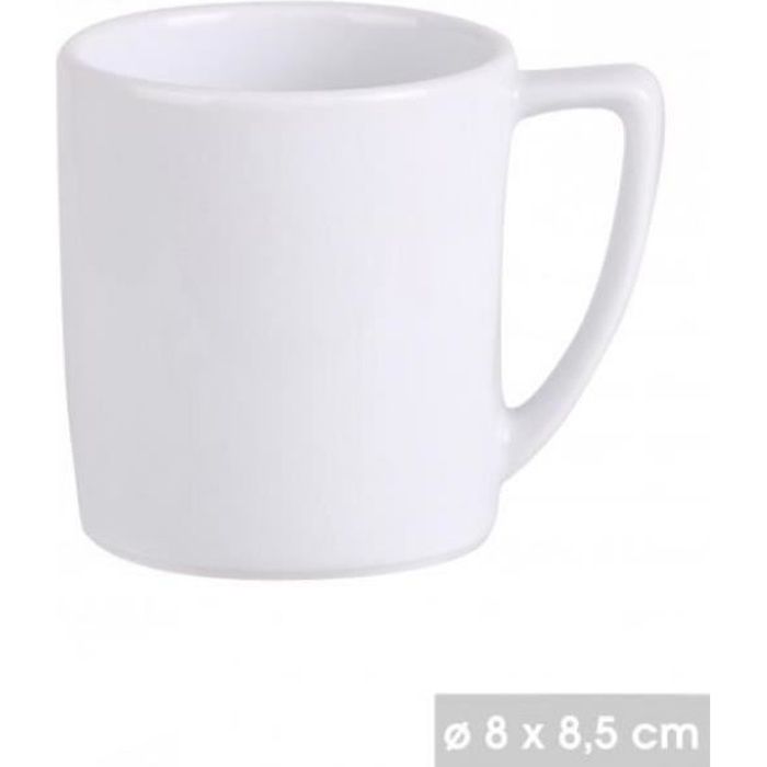 Tasse à Café Expresso ( lot de 12 ) Bistro Mug Cappuccino en Porcelaine Blanc 25 cl avec Anse sans Soucoupe