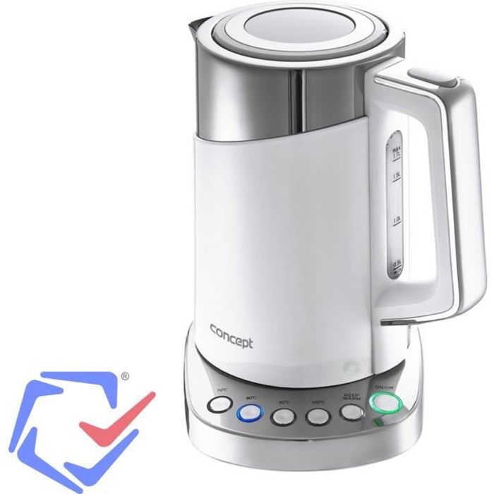 Bouilloire électrique de thermorégulation 1,7L Concept DW blanc réglable avec sélecteur de température thé café