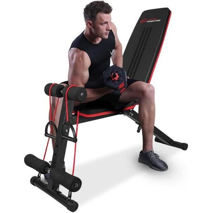 Banc de Musculation Pliable - HOME FITNESS CODE - Appareils Abdominaux Ajustable - Chaise Romaine Noir