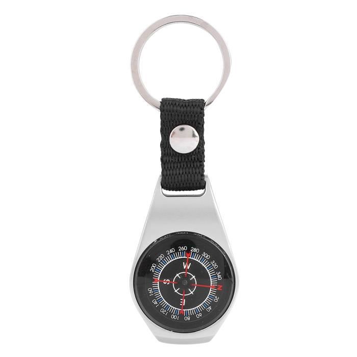 Boussole portable robuste en métal avec porte-clés Activités de plein air Camping pour la randonnée