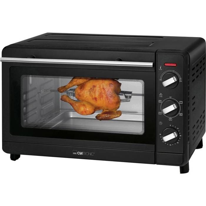 Clatronic MBG 3728 Four à cuisson multiple 30 l de salle de cuisson, chaleur tournante, minuterie 90 minutes avec signal final Noir