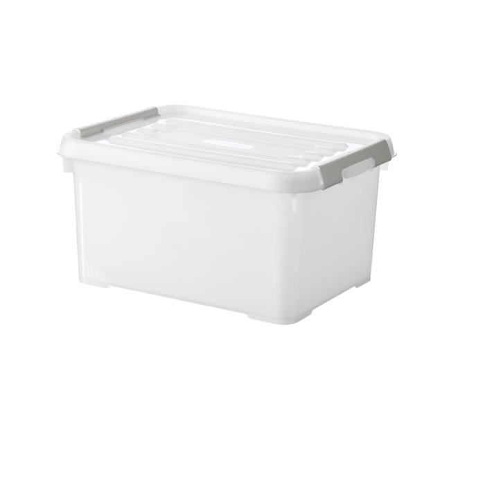 CURVER - Handy box - Plus 15L + clips gris avec couvercle 100% recyclée