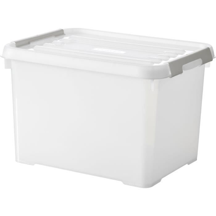 CURVER - Handy box - Plus 20L + clips gris avec couvercle 100% recyclée