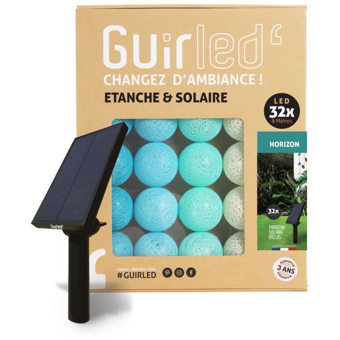 Guirlande lumineuse boules d'extérieur Solaire Guinguette LED- Étanche - 32 boules 6,4m - Horizon