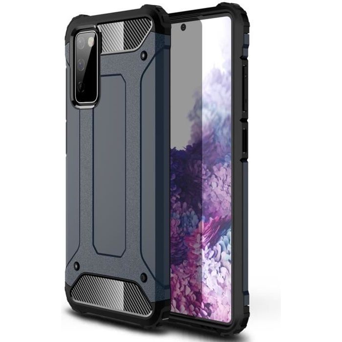 Coque Samsung Galaxy S20 FE Rugged Coque Hybride Double Couche Hard PC + Souple Silicone Antichoc Protection -navy