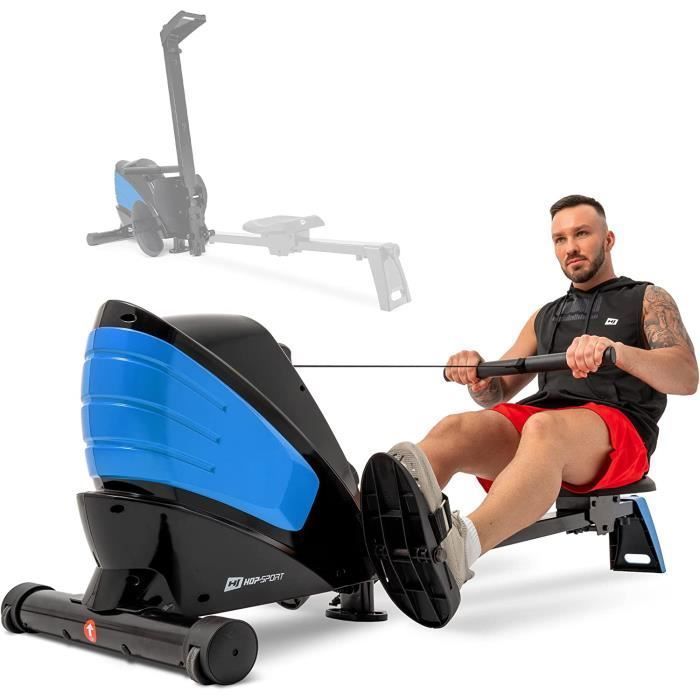 Hop-Sport Rameur d'appartement magnétique, Masse d'inertie 9 kg, Pliable à Tirage central HS-060R Cross, 8 Niveaux de Résistance
