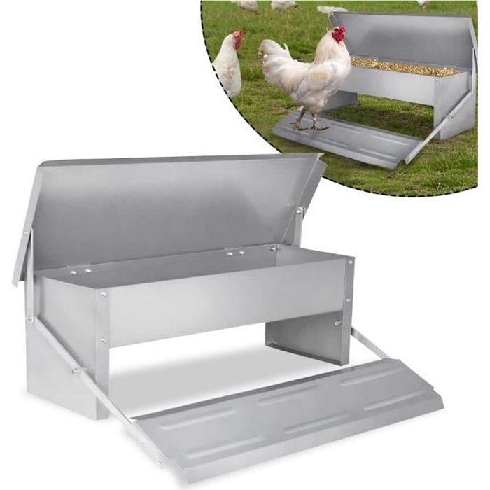 LARS360 Mangeoire automatique pour poules de 5 kg - Avec pédale à ouverture automatique et couvercle étanche