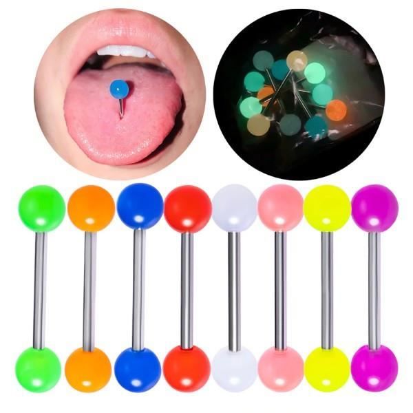 Piercings Langue Fluorescent Lumineux Lot de 10 Multicolore Acier Chirurgical