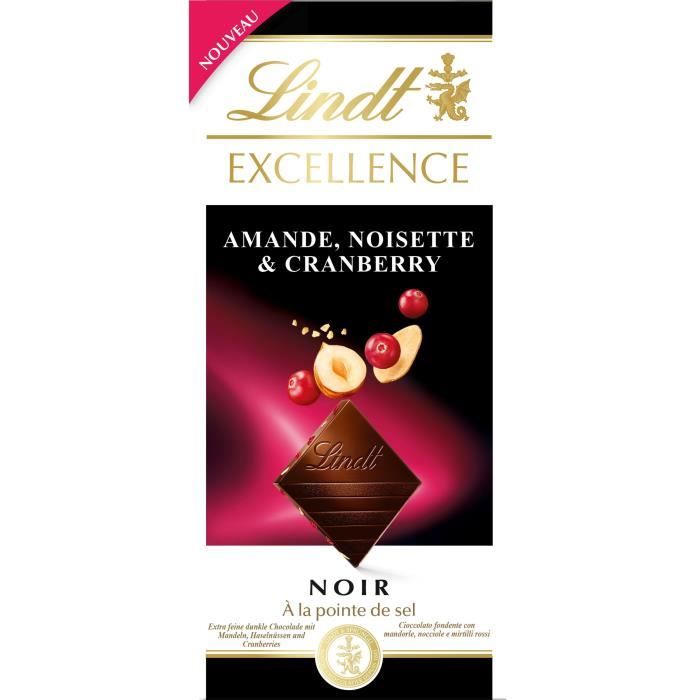 LINDT Excellence Noir Amandes Noisettes Cranberries