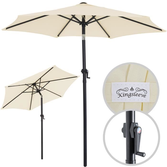 Deuba - Parasol en aluminium Ø200 cm • couleur crème • Inclinable • Protection UV 40+ • Hydrofuge - parasol jardin terrasse