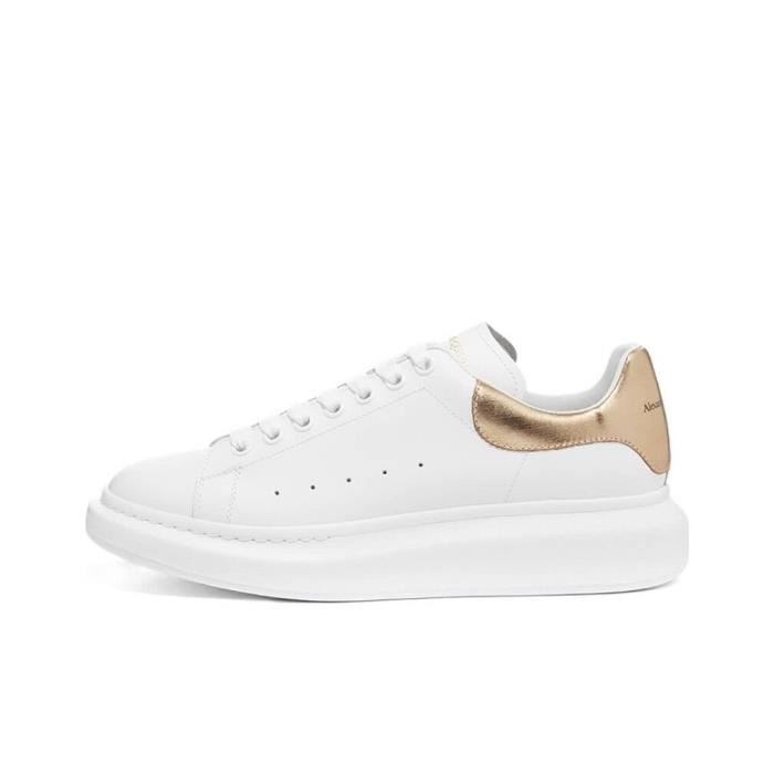 Basket Alexanders mcqueens MC Femme Homme Chaussur Blanche et Gold Pas Cher