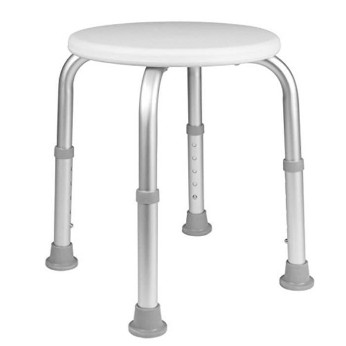 Tabouret de bain rond Aluminium et plastique moulé NOVOLIFE - Assise réglable en hauteur de 37 à 54,5 cm