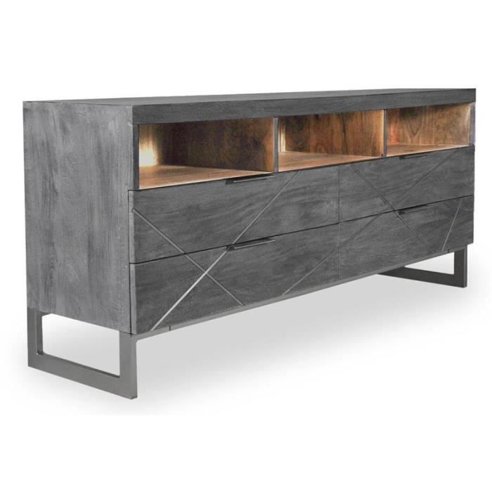 Meuble Tv Design En Bois -paso- 150cm Gris - Paris Prix