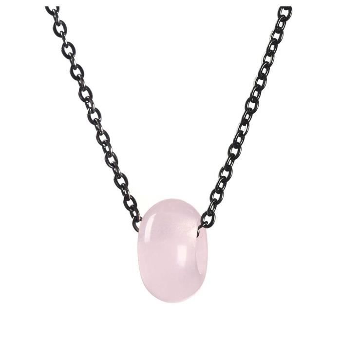 Pendentif Pierre Perle Gros Trou Collier Forme d'Anneau pour Femme Pierre de Bijoux Quartz Rose #5930