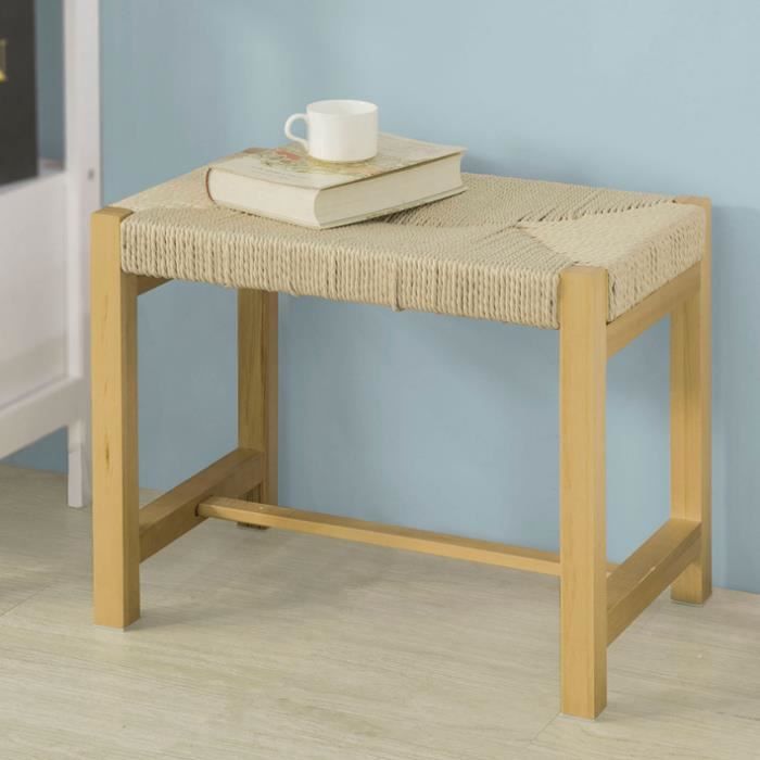 SoBuy® FSR69-N Banc à Chaussures Design Banquette Meuble d'Entrée - Siège en Corde Tressée