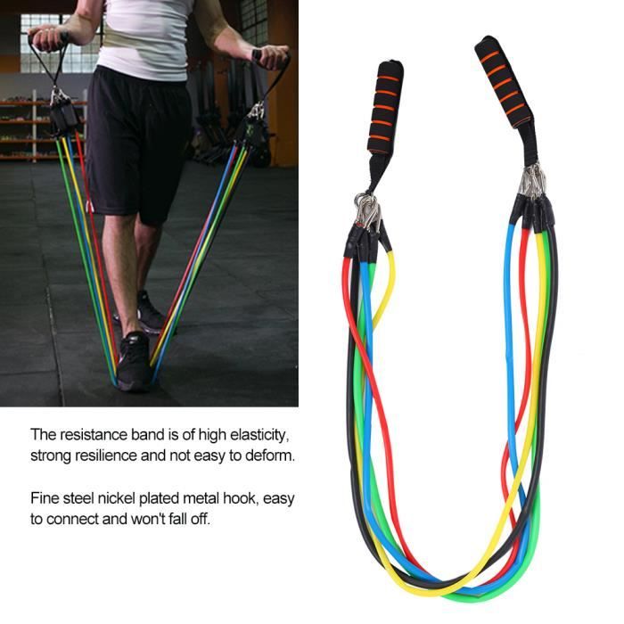 Bandes de Résistance Set Elastiques, Kit de 11 Accessoires Musculation-Bandes de Fitness Exercice Elastiques Yoga HAN5