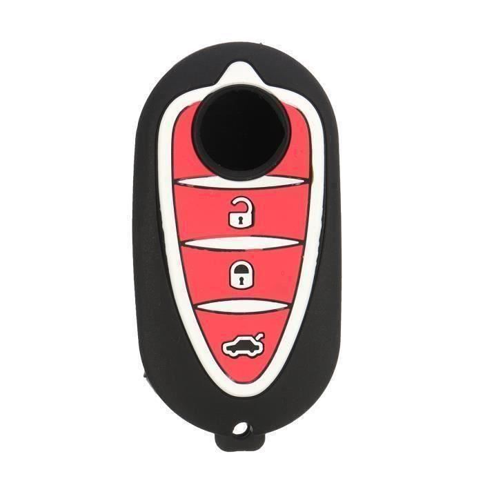WS15321-Housse Coque Clé Télécommande Silicone pour Alfa Romeo Mito Giulietta Gta 4C Brera Noir D0A12
