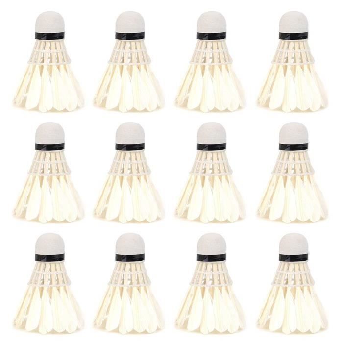 ZJCHAO plume de volant de badminton 12 Pcs / Lot balles de badminton en plumes blanches volants accessoire de formation de sports
