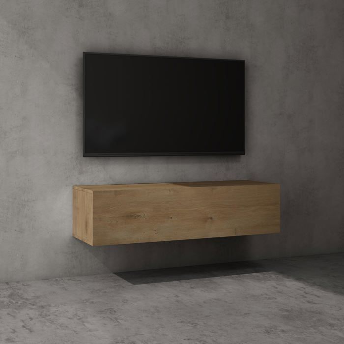 doporro Meuble TV Bas 120 cm Armoire TV Marron Clair Table de Télévision Salon avec 2 Portes Meuble TV Suspendu MBTV02