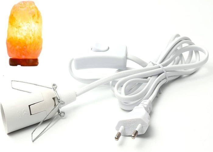 Câble pour lampe à sel avec interrupteur - E14-18 m - Douille pour lampe de sel Blanc