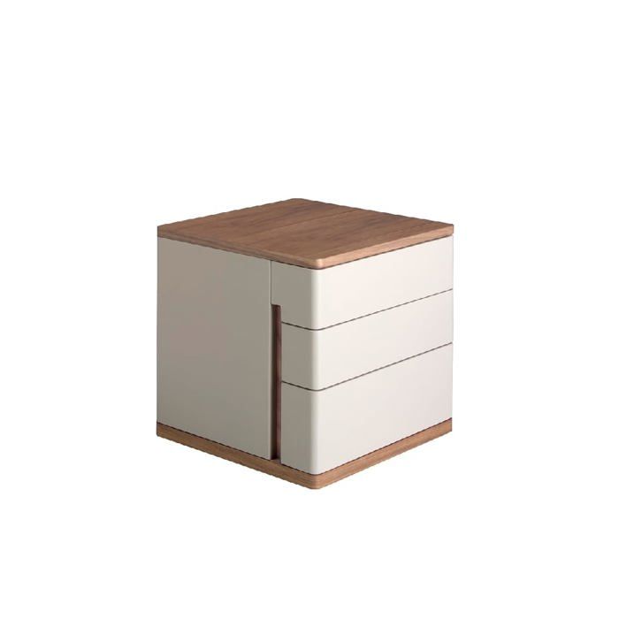 Table de chevet en bois gris et noyer - Table dappoint avec 3 tiroirs à fermeture douce - 46 x 46 x 45 cm - 7166 ANGEL CERDA Table de chevet en bois gris et noyer - Table dappoint avec 3 tiroirs à fermeture douce - 46 x 46 x 45 cm - 7166 ANGEL CERDA
