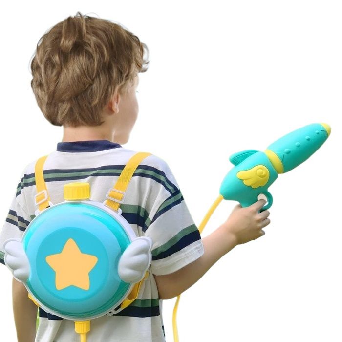 EQARD Pistolet à Eau Sac à Dos Dinosaure 1200 ML - Portée 8m, Bandoulière Réglable Pour Enfants