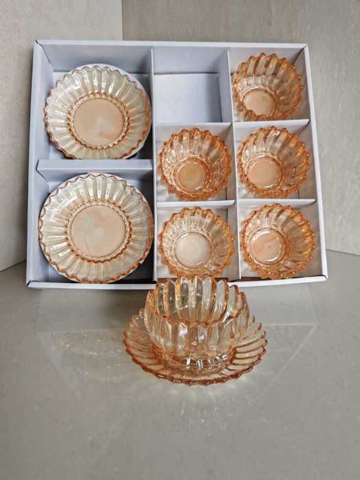 6 bols - 6 petites assiettes-doré-service petit déjeuner