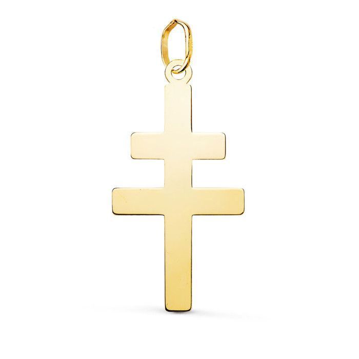 Pendentif Médaille Or 18 Carats 750 Jaune - Croix de Lorraine - Chaines Offertes - Grande Pendentif Médaille Or 18 Carats 750 Jaune - Croix de Lorraine - Chaines Offertes - Grande