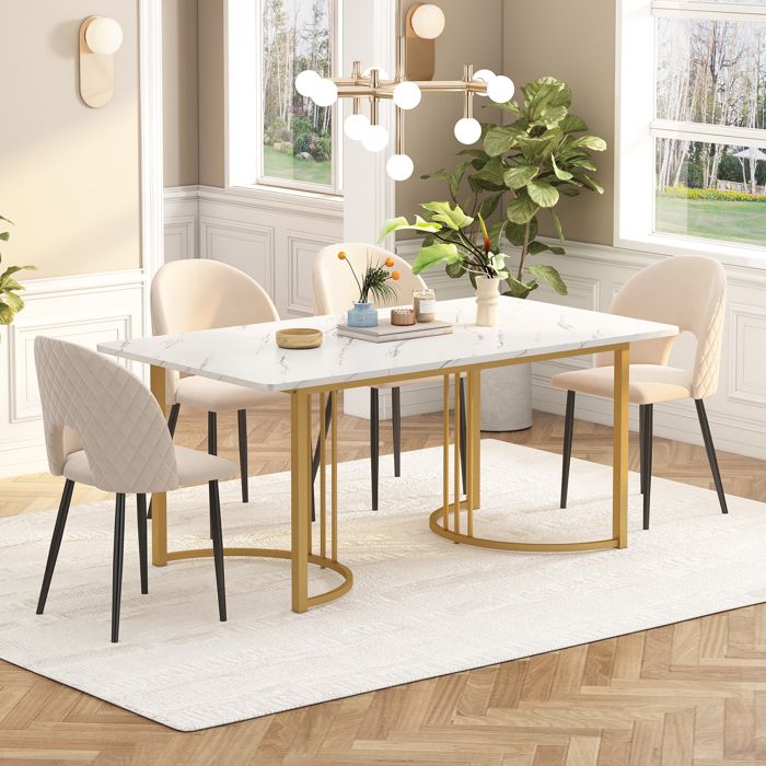 140 x 80 cm table à manger (1) table de cuisine moderne avec cadre en métal Table à manger rectangulaire en marbre moderne