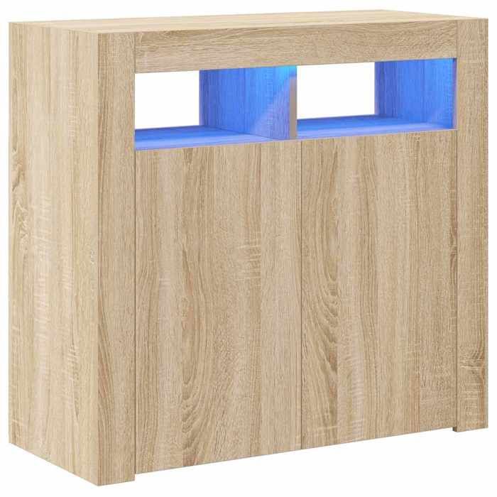 Bestseller Buffet/Commode/Sidebord - CLOUD - avec lumières LED - chêne sonoma 80x35x75 cm FR33