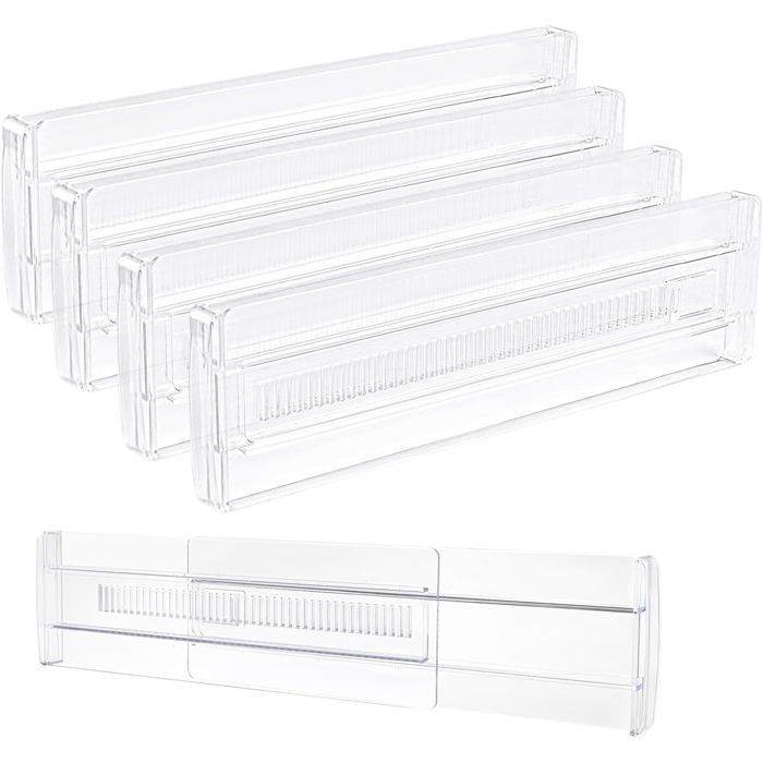 4 Pièces Séparateurs de Tiroirs Organisateur de Tiroir Transparent Vetement Rangement Tiroir pour Cuisine Commodes Salle de Bain