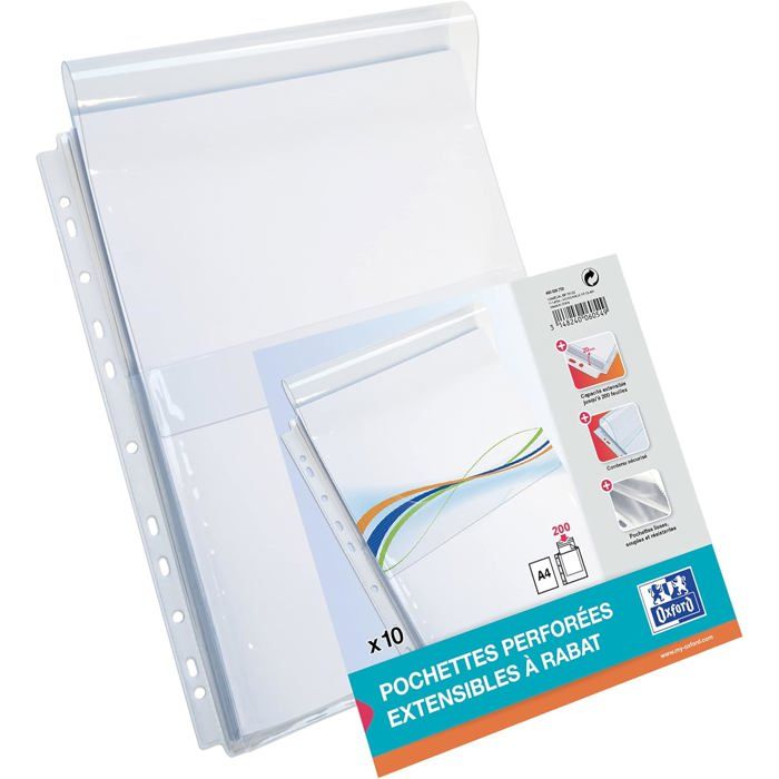 10 Pochettes Perforées Transparentes D.RECT - 238x334 Mm, 100 µm | Pour Classement Documents Et Archivage