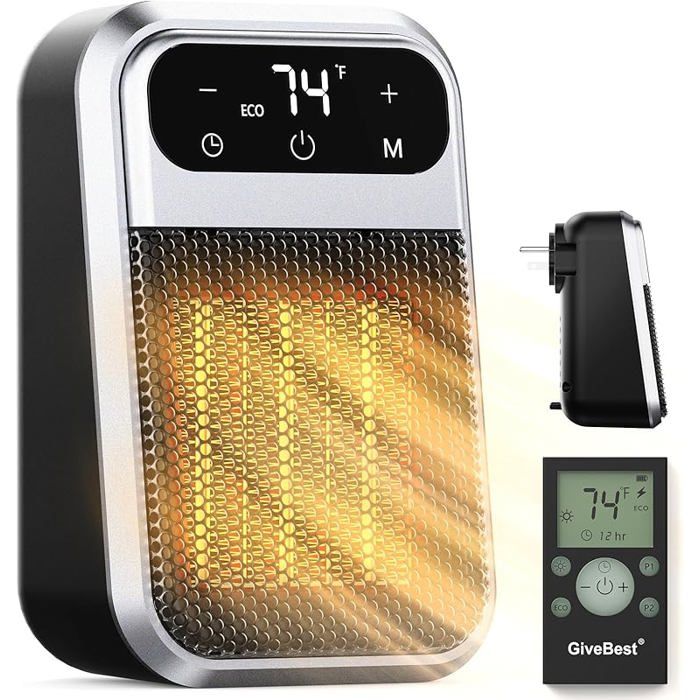 Chauffage D'Appoint 1500W PTC AUKUZI - 3 Modes, Télécommande, Oscillation 90°, Ultra Silencieux, Sécurité Enfant